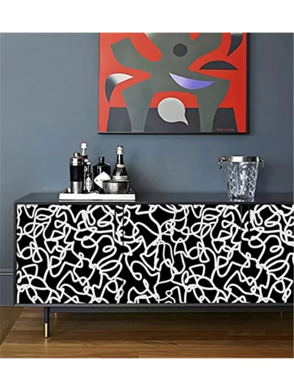 Black White Peel Stick Wallpaper Modern Abstract Contact Paper Wall Decor